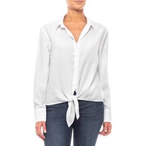Anthropologie Cloth & Stone Tie-Front Button Down Blouse in White Size XS